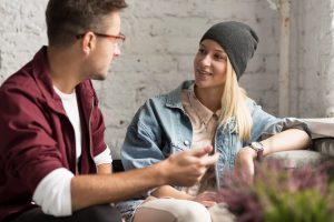 Talking in cafe