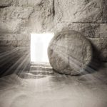 Tomb of Jesus. Jesus Christ Resurrection. Easter background. Christian easter concept.